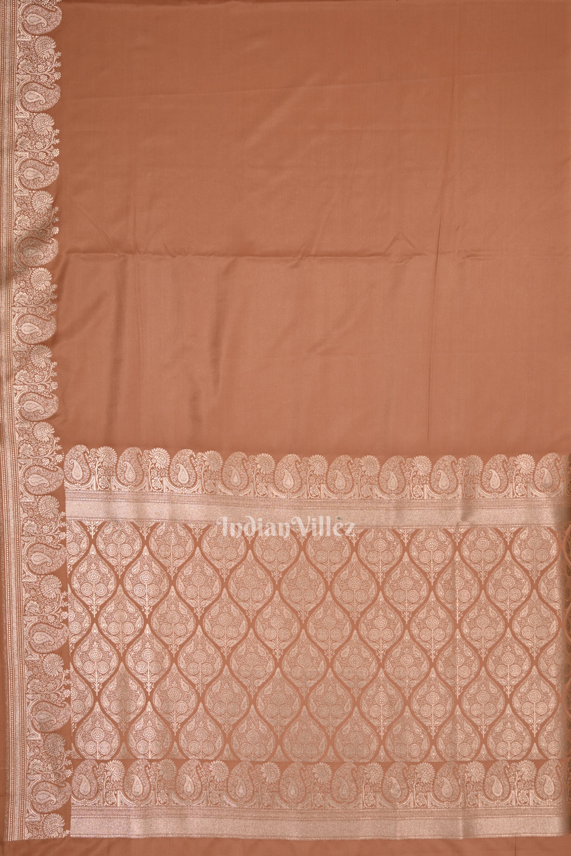Exclusive  Peach  Zariwork Mashru Satin Silk Banarasi Saree 