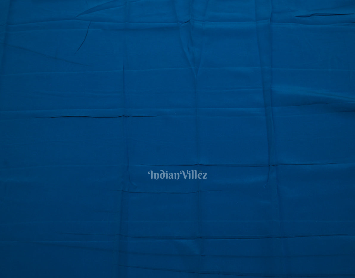 White Blue Pure Georgette Bandhani Saree