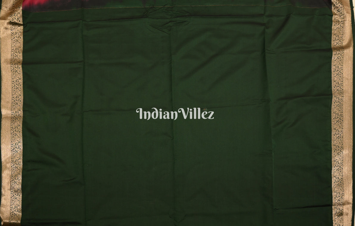 Maroon Bottle Green Buttas Design Kanjivaram Silk Saree