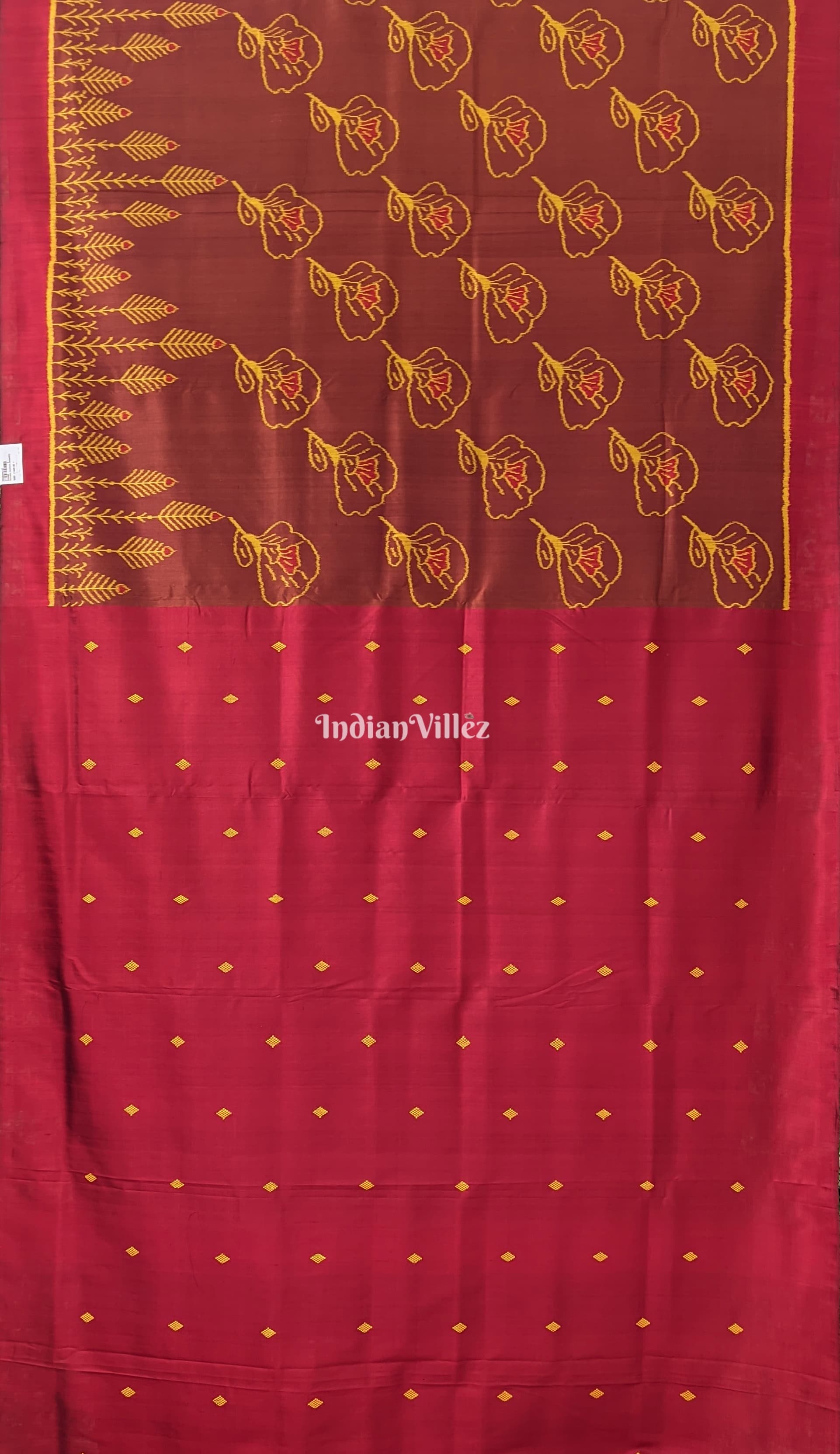 Odisha Ikat Flower Design Contemporary Silk Saree