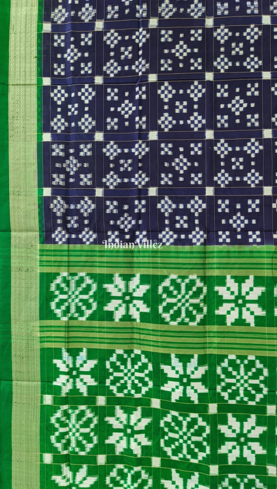 Royal Blue Green Pasapali Pure Sambalpuri Silk Saree