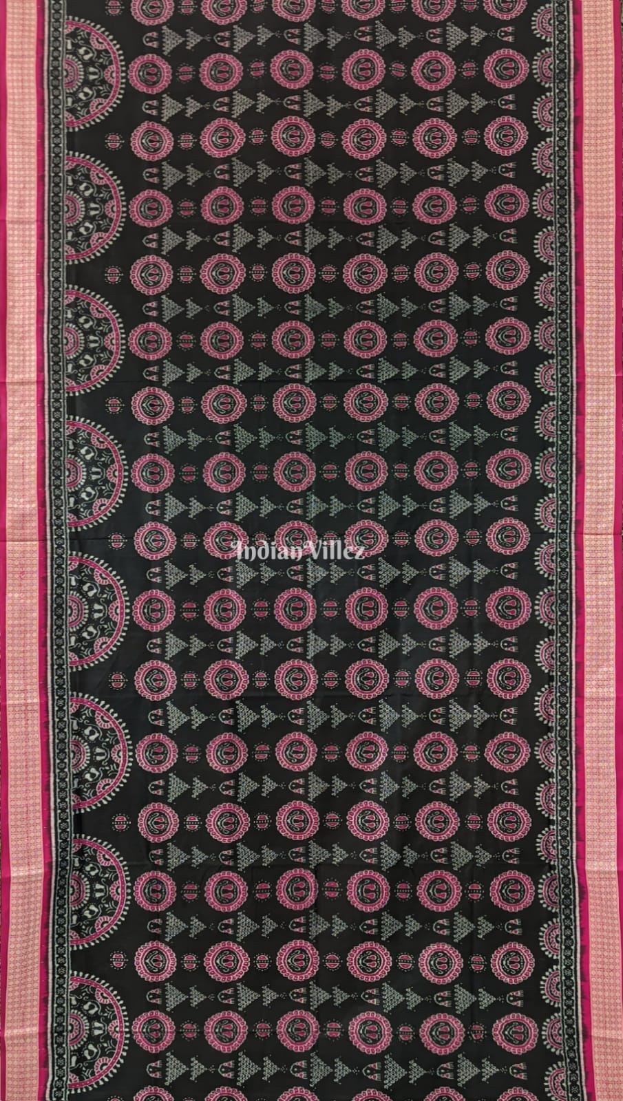 Black Rani Odisha Ikat Pure Sambalpuri Silk Saree