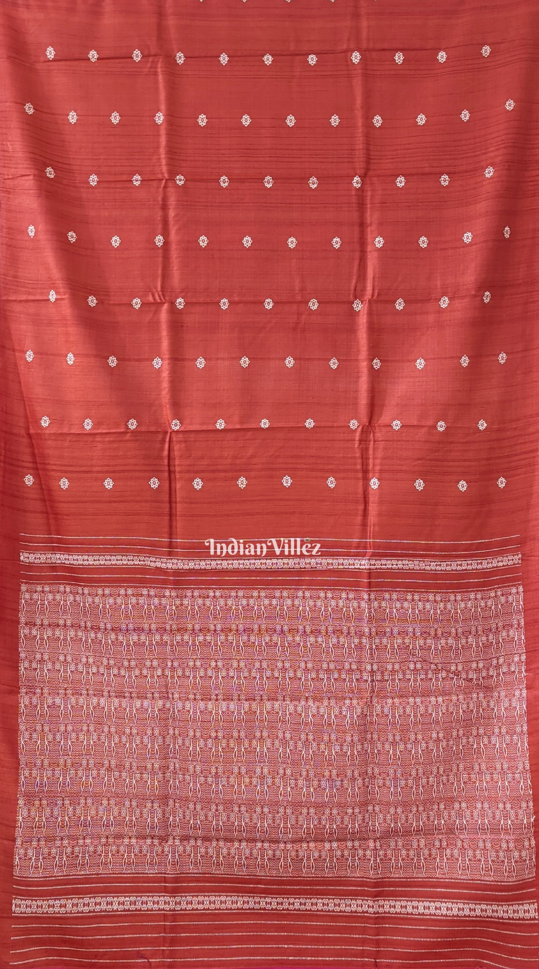 Rust Tribal Theme Gopalpur Tussar Silk Saree