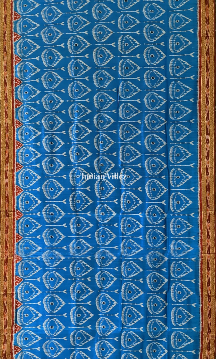 Sky Blue Odisha Handloom Khandua Patta Silk Saree
