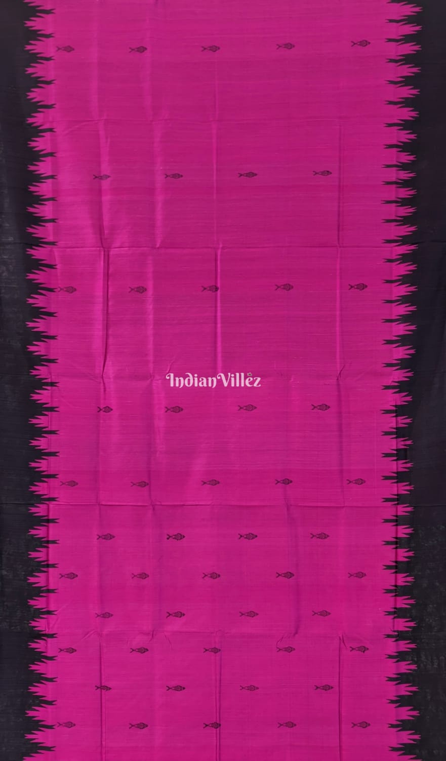 Magenta Berhampuri Silk Saree with Doble Pallu Anchal