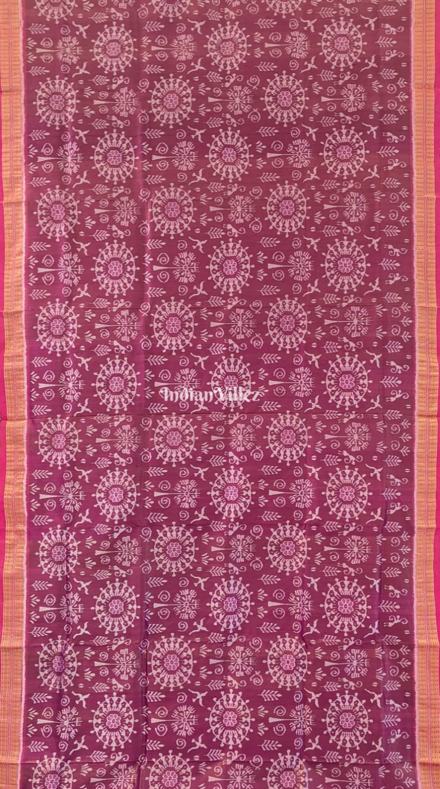 Purple Body Tissue Sambalpuri Silk Saree with Zari Border