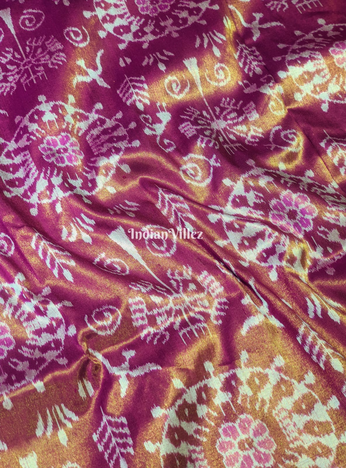 Purple Body Tissue Sambalpuri Silk Saree with Zari Border