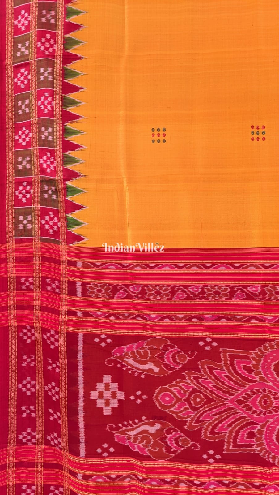 Yellow Border Pasapali Butta Design Khandua Silk Saree