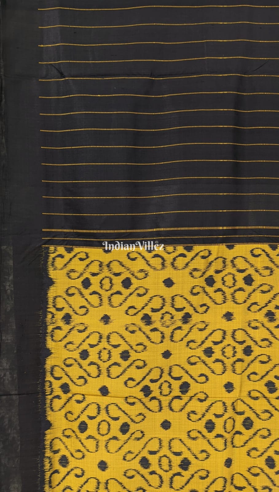 Black with Mustard Yellow Odisha Ikat Contemporary Silk Saree