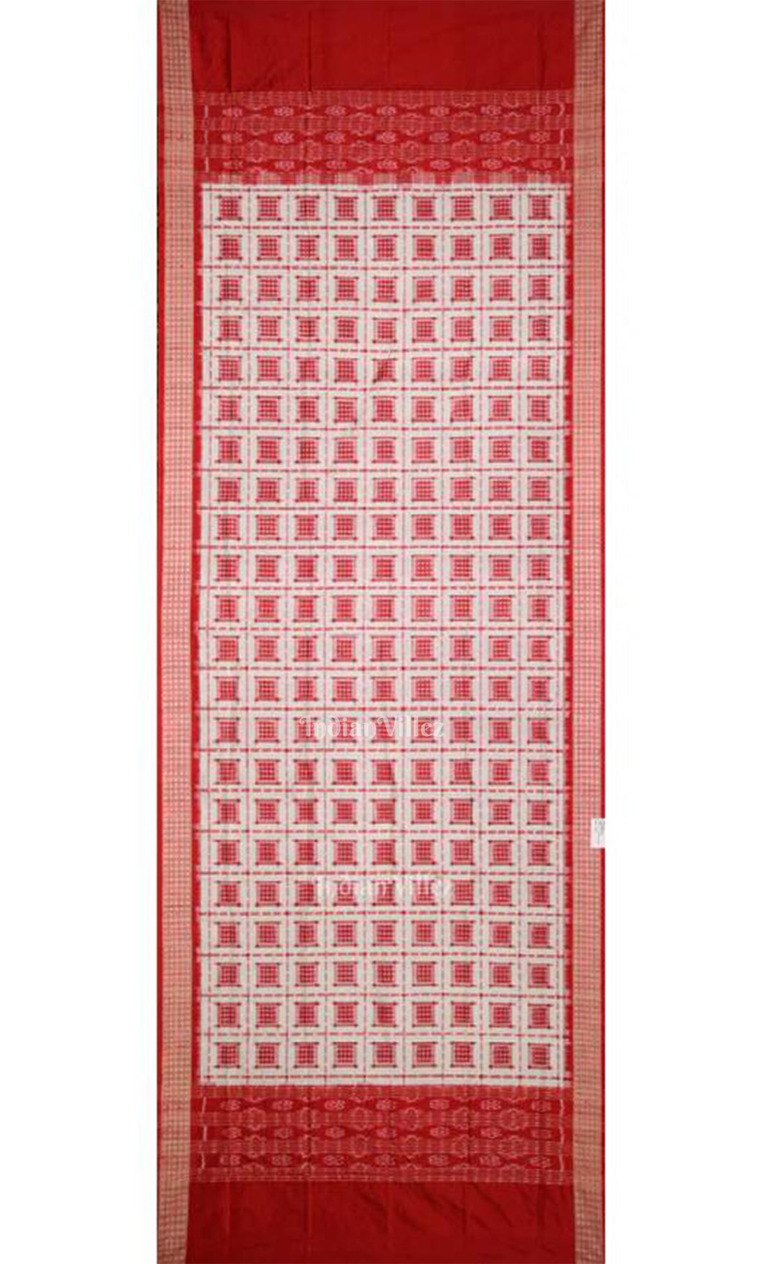 White Red Ashwin Theme  Authentic Sambalpuri Silk Dupatta
