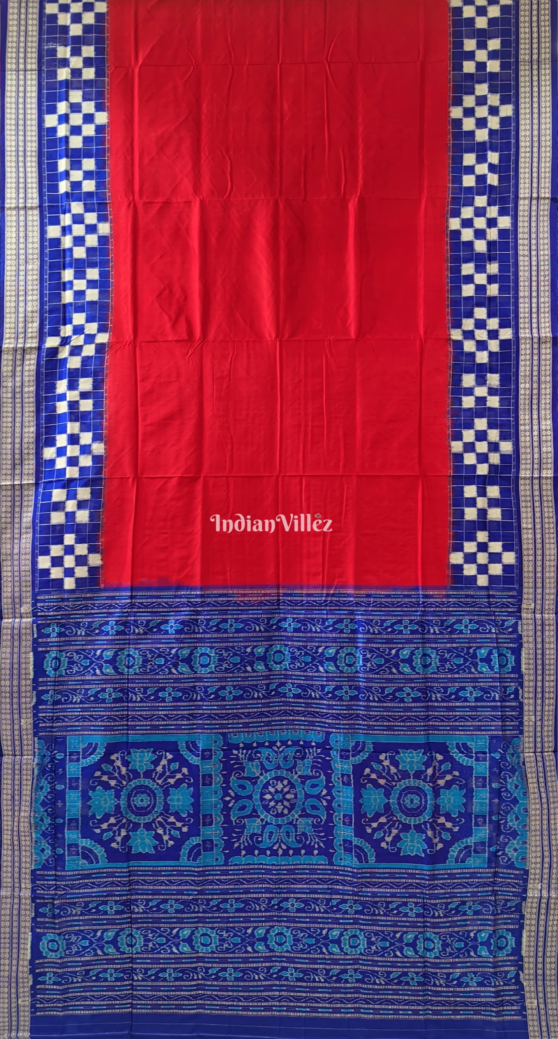 Red Pasapali Theme Sambalpuri Silk Saree
