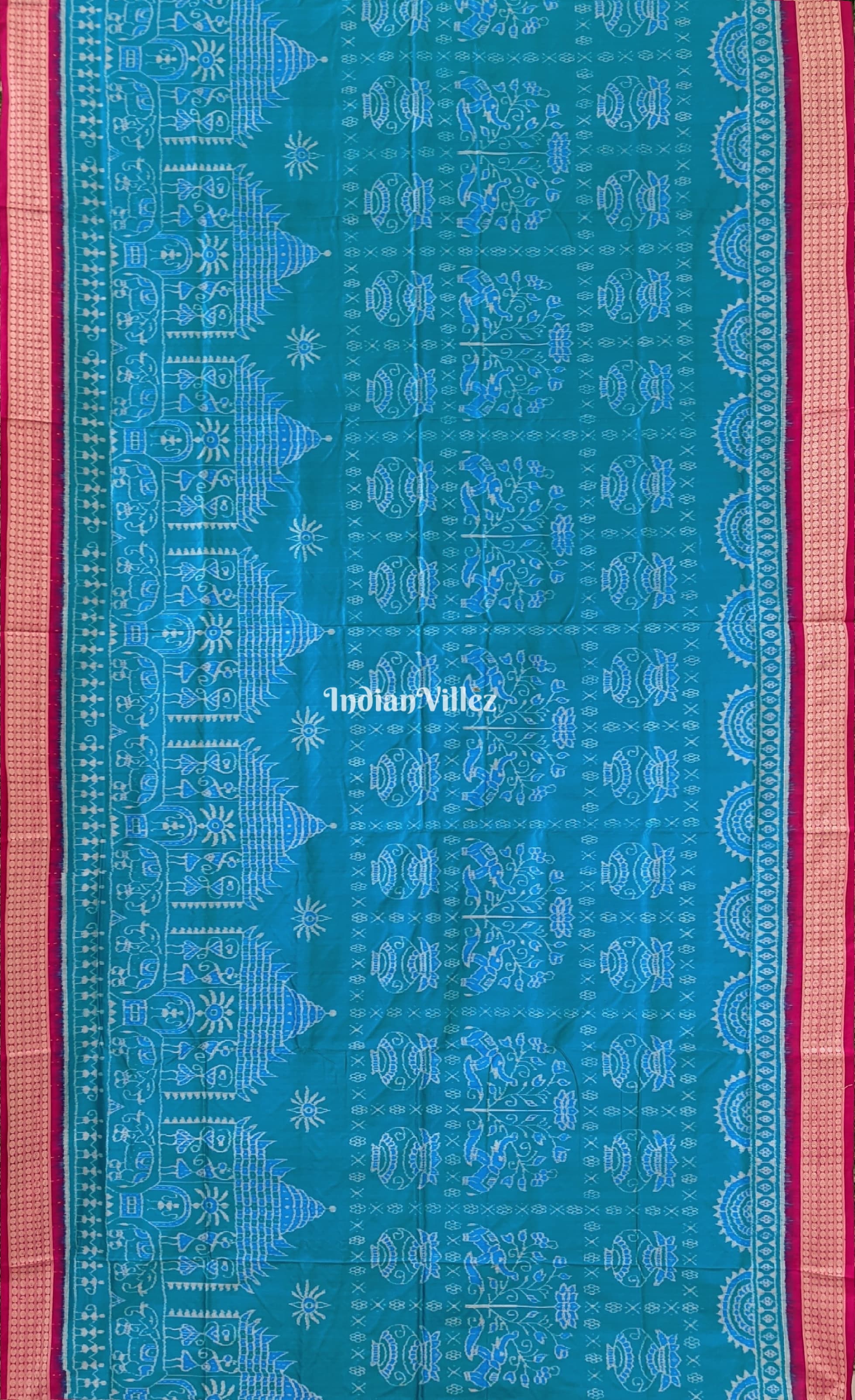 Teal Blue Rani Odisha Ikat Pure Sambalpuri Silk Saree