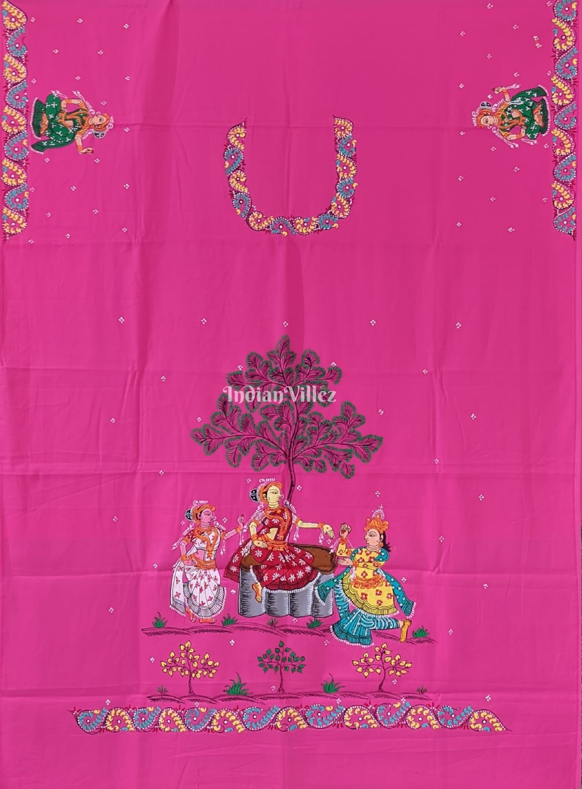 Pink Nartaki Pattachitra Art Kurti Cotton Dress Material