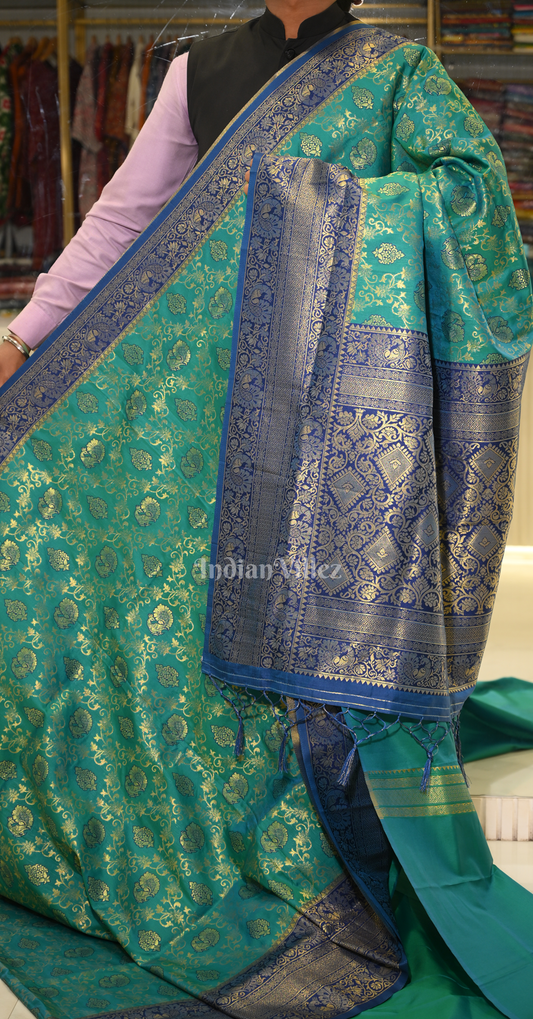 Rama Green Pure Chaap Weaving Silk Saree