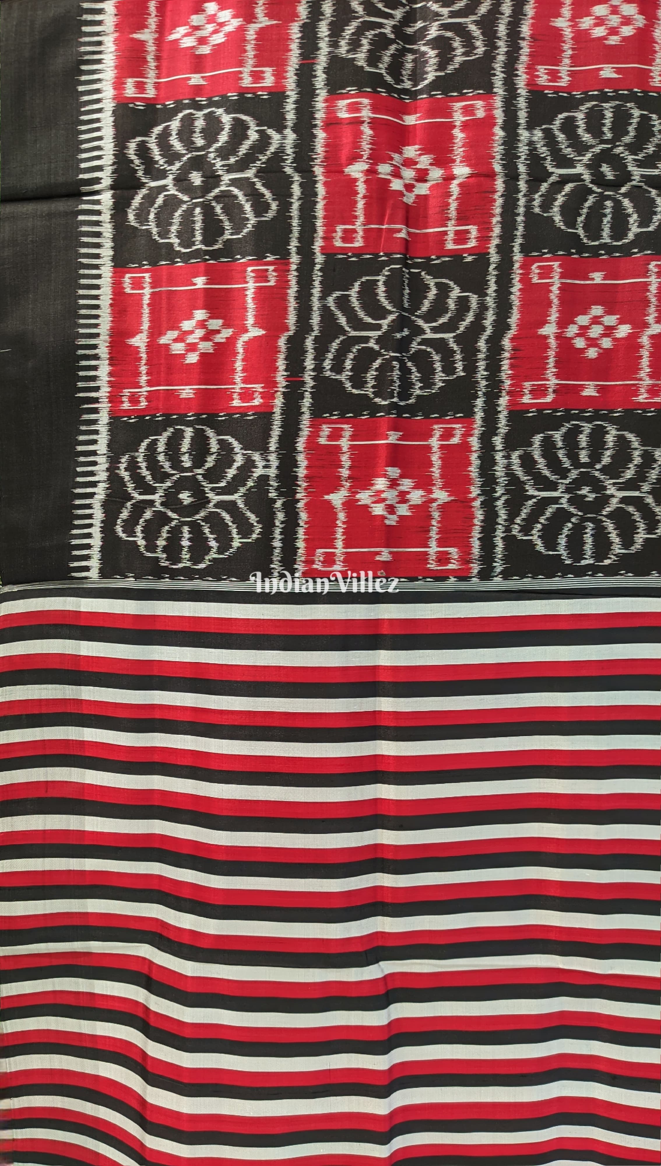 Black Red 8 Kothi Contemporary Silk Saree