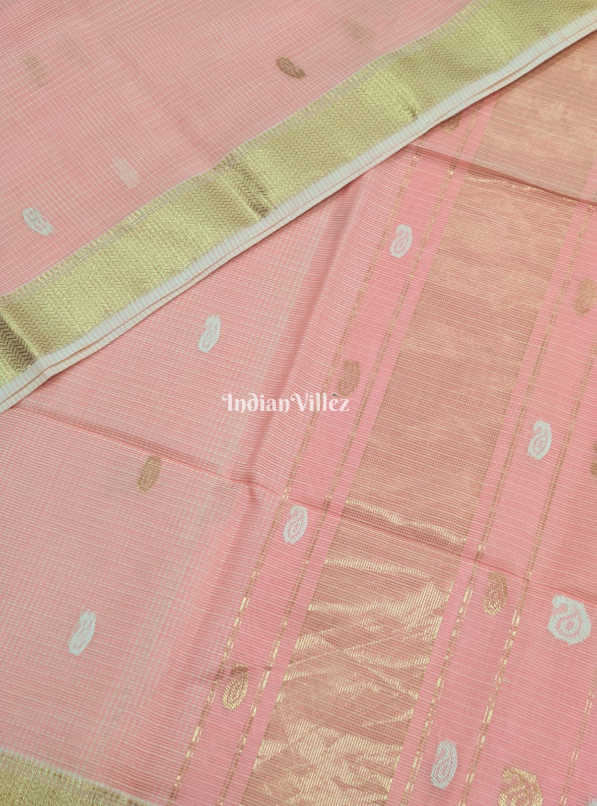 Peach Maheshwari Handloom Cotton*Silk Saree