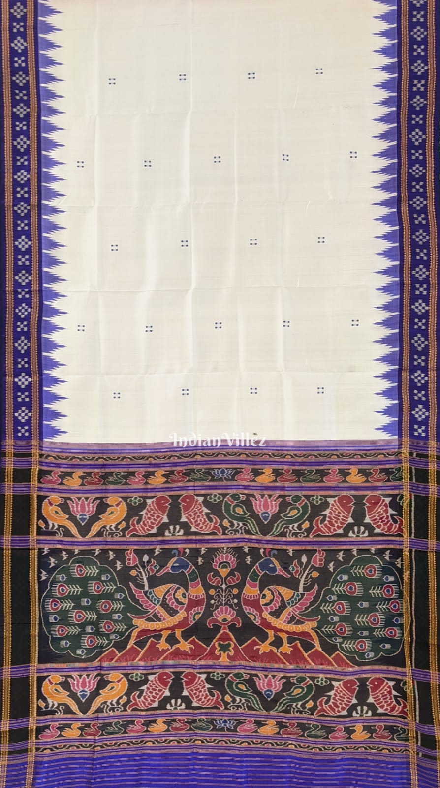 Milk White Butta Design Khandua Silk Saree