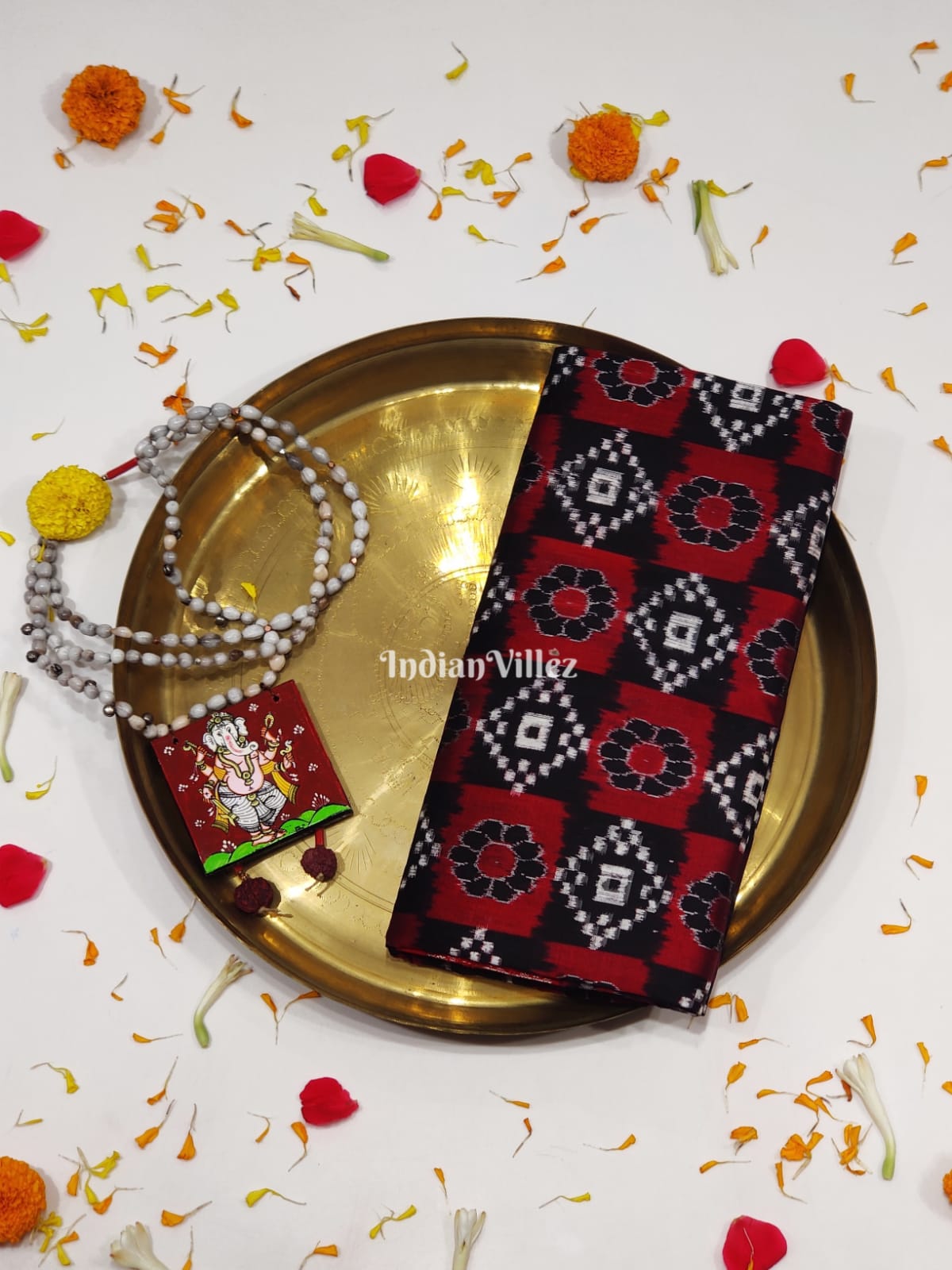 Black Maroon Odisha Ikat Pure Sambalpuri Silk Saree