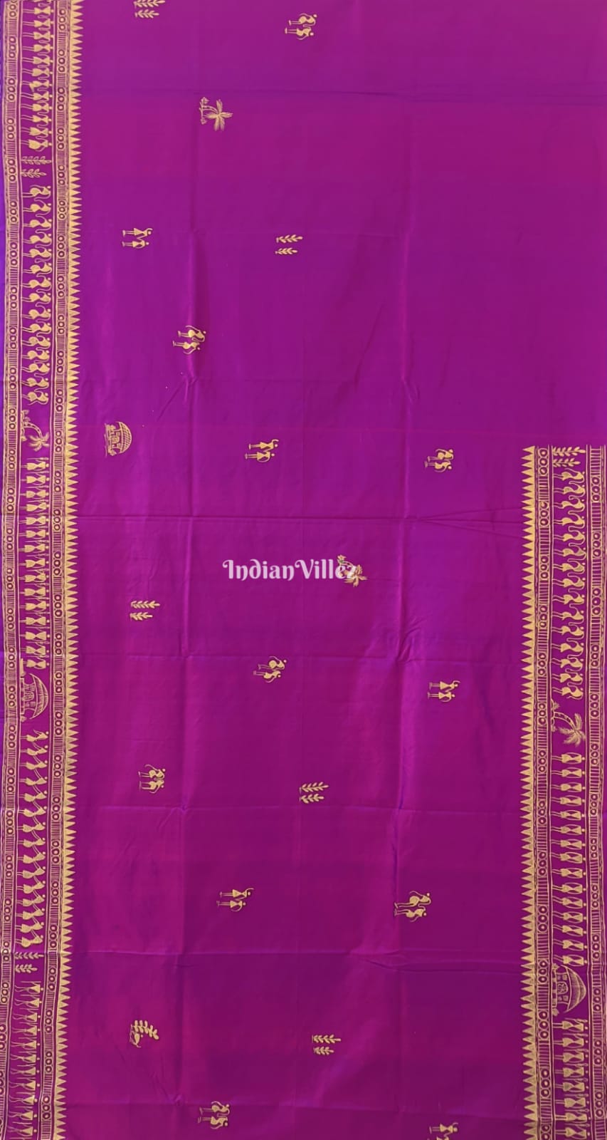 Purple Tribal Theme Pattachitra Silk Saree