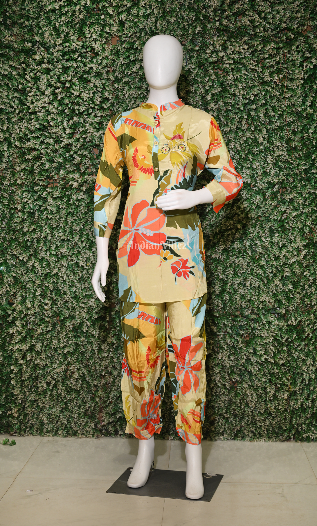 Multi Colour Floral Printed Kurta & Pant Set-(Co-Ords Set) 