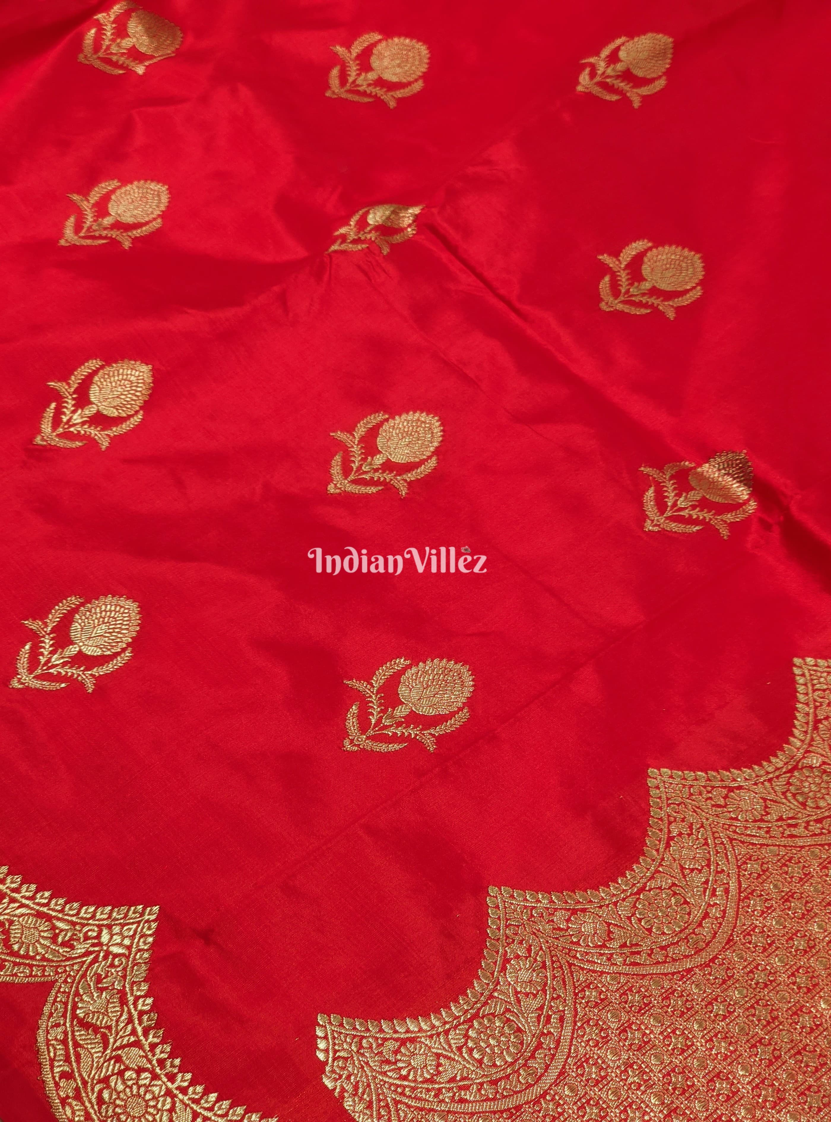 Red Pure Banarasi Katan Silk Saree