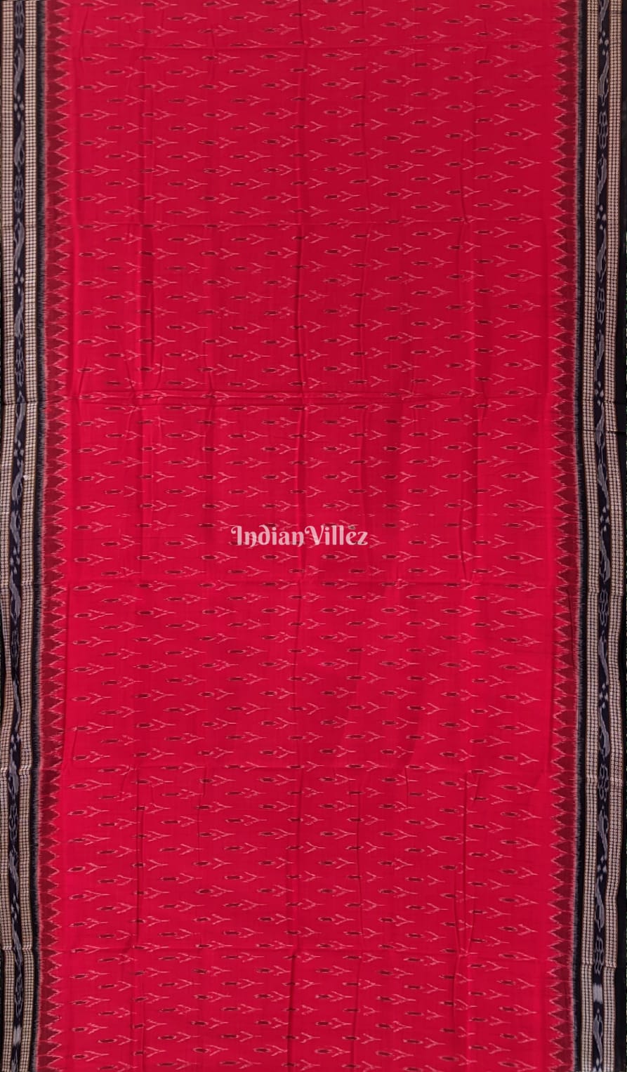 Red Odisha Ikat Mayur Chandrika Maniabandha Cotton Saree