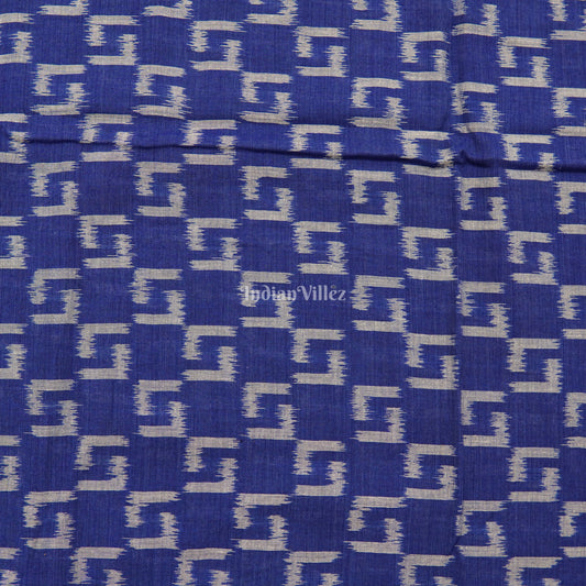 Blue Box Theme Sambalpuri Ikat Cotton Fabric