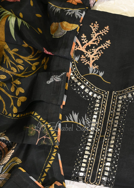 Black Digital Theme Unstitched Salwar Suit