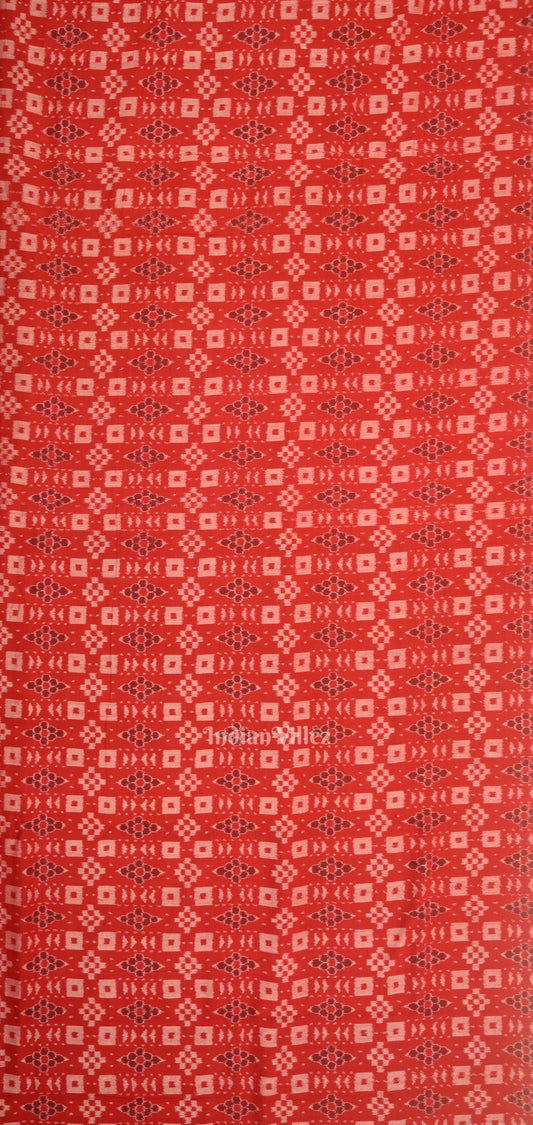 Red Black  Odisha Ikat Sambalpuri Dress Set & Dupatta 