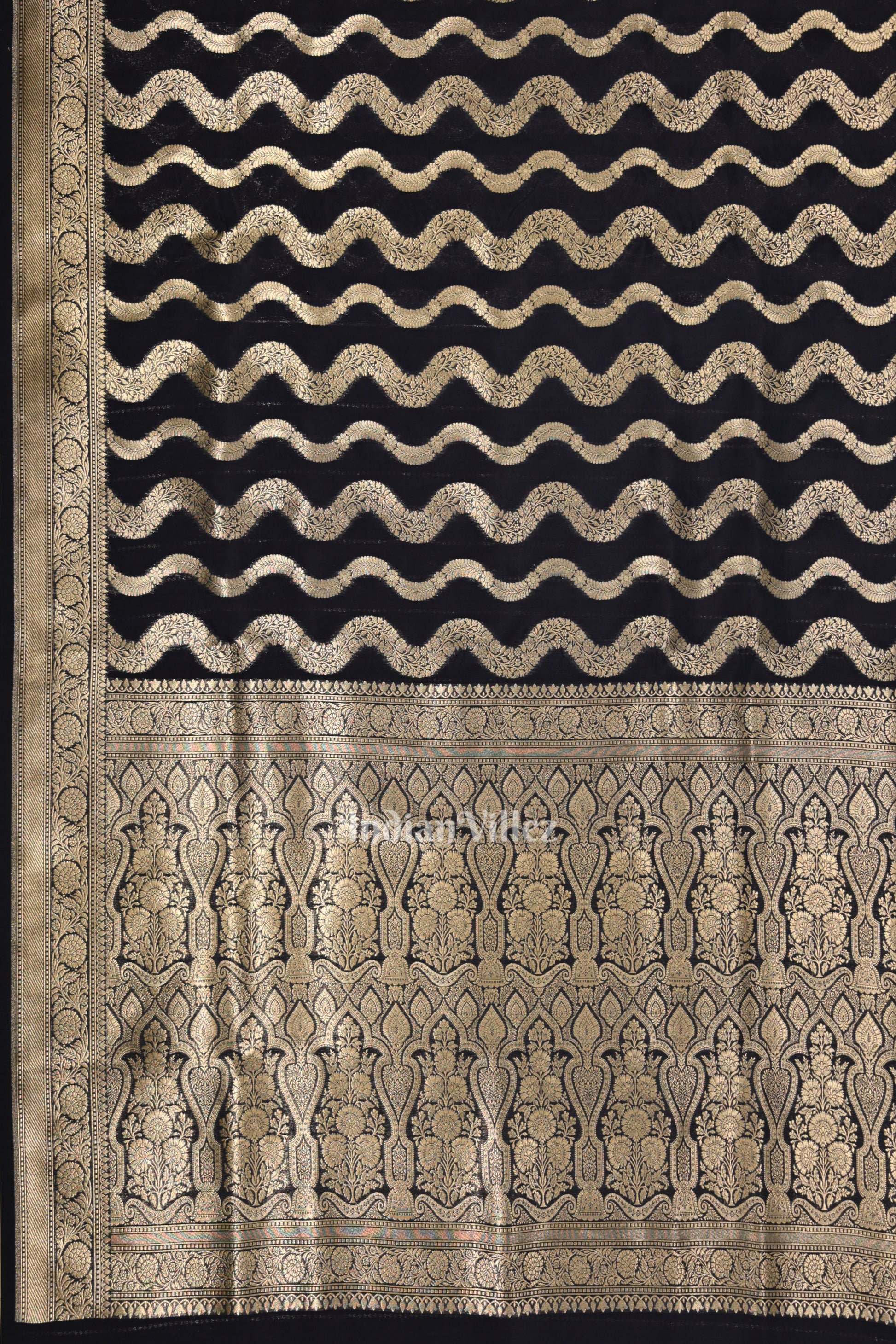 Navy Blue Meenakari Mashru Satin Silk Banarasi Saree 
