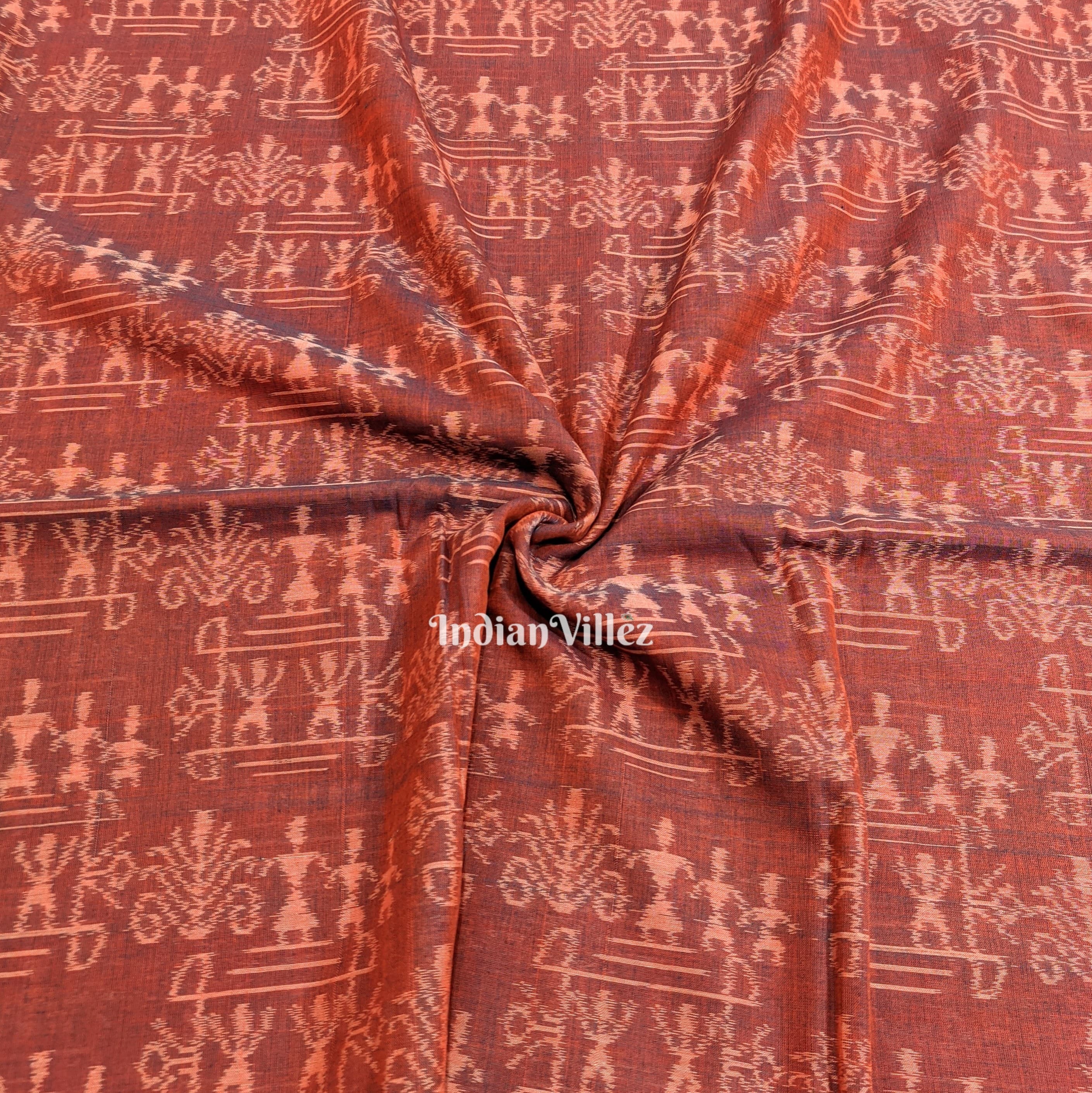 Dual Tone Tribal Sambalpuri Ikat Cotton Fabric