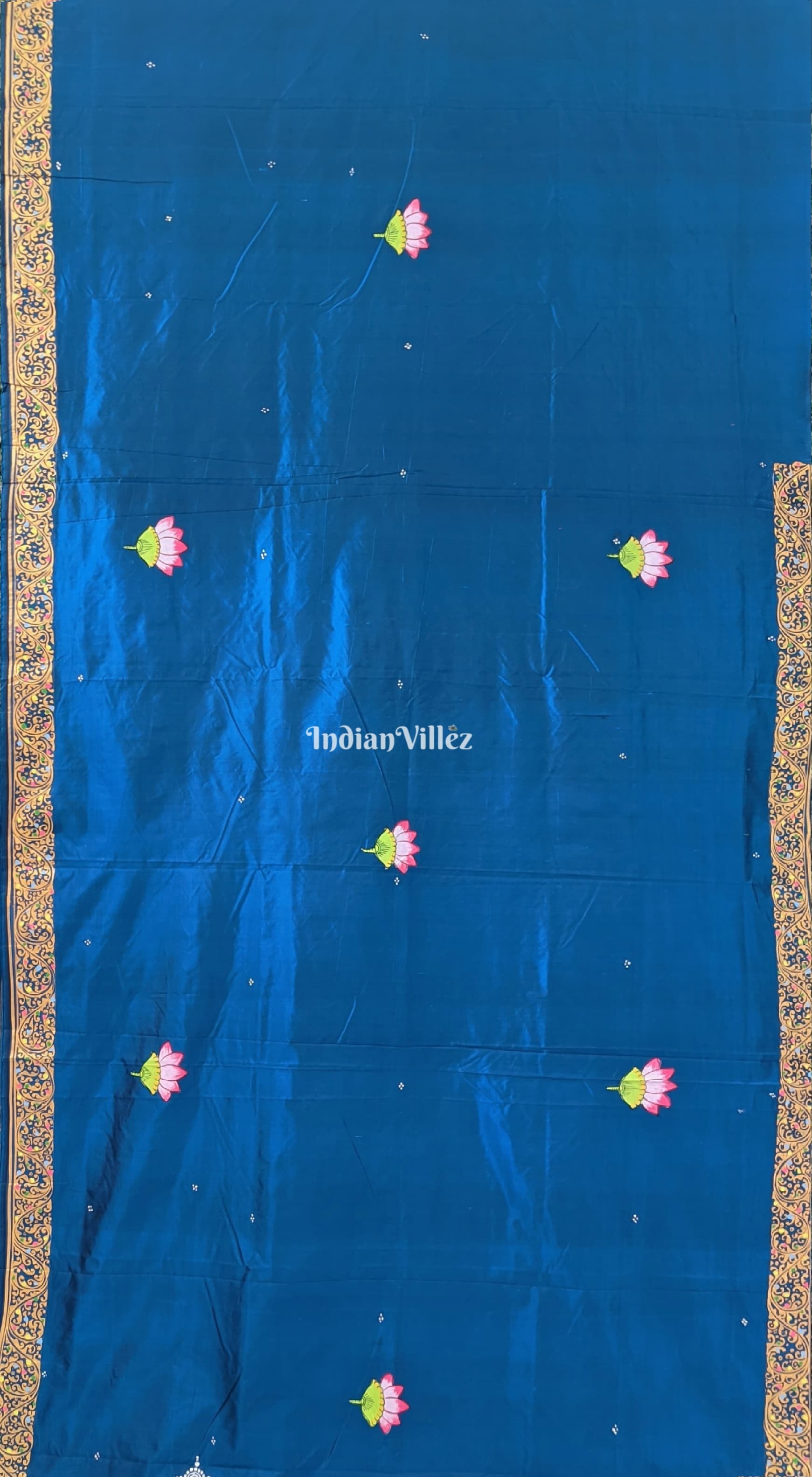 Blue & Green Dual Tone Doli Barat Pattachitra Art Silk Saree