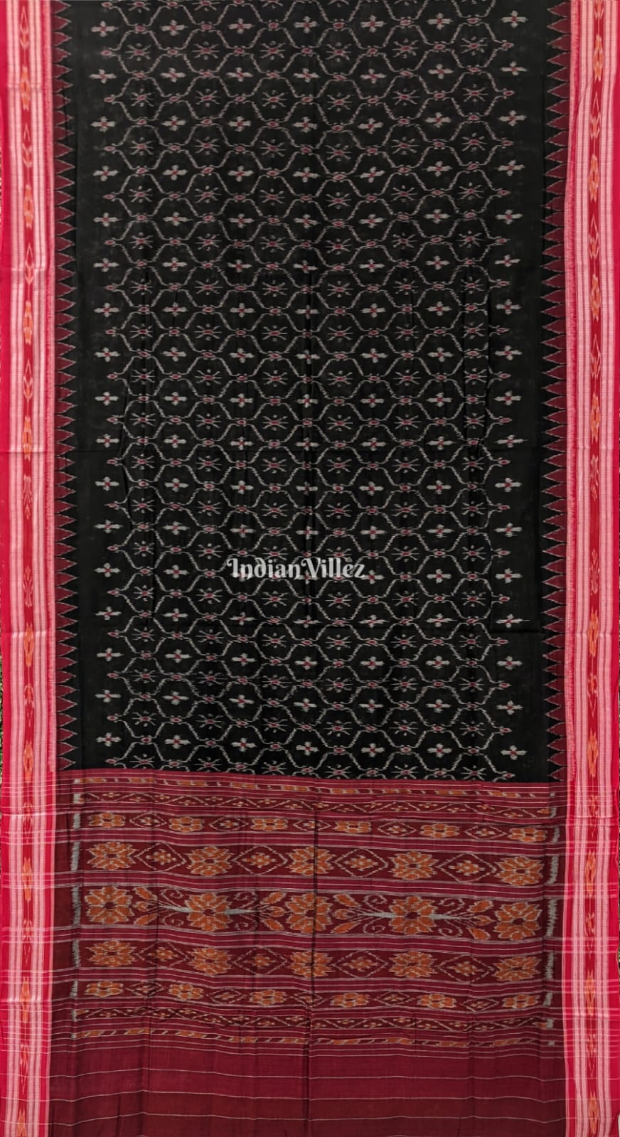 Black Odisha Handloom Maniabandha Cotton Saree