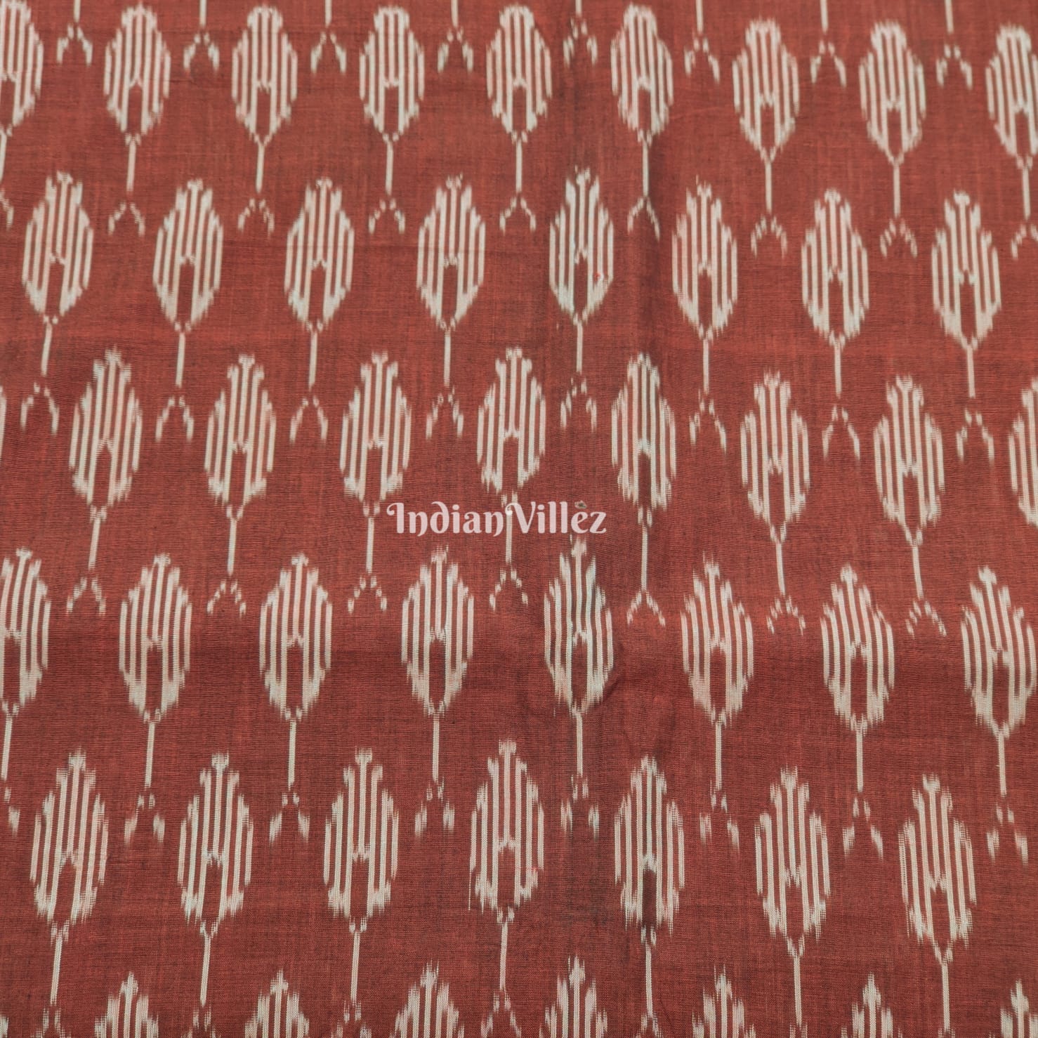 Deep Maroon Pochampally Ikat Fabric