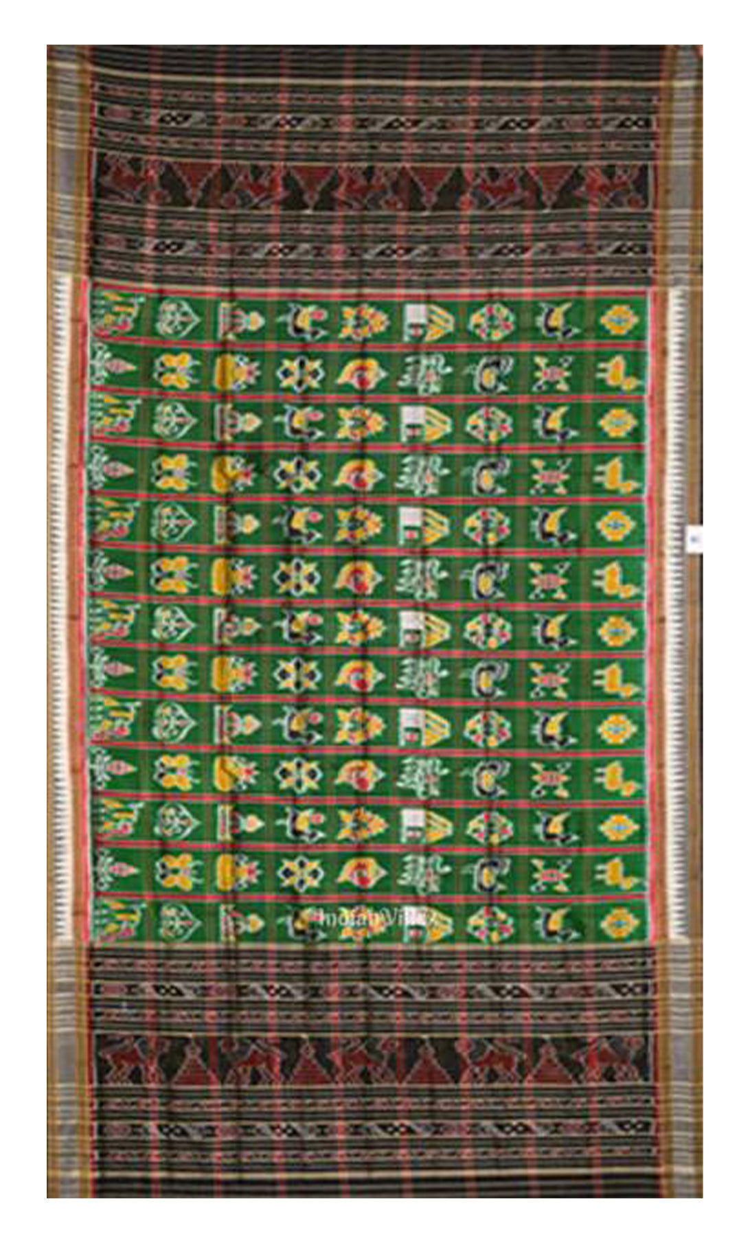 Green Nabakothi Odisha Ikat Silk Dupatta