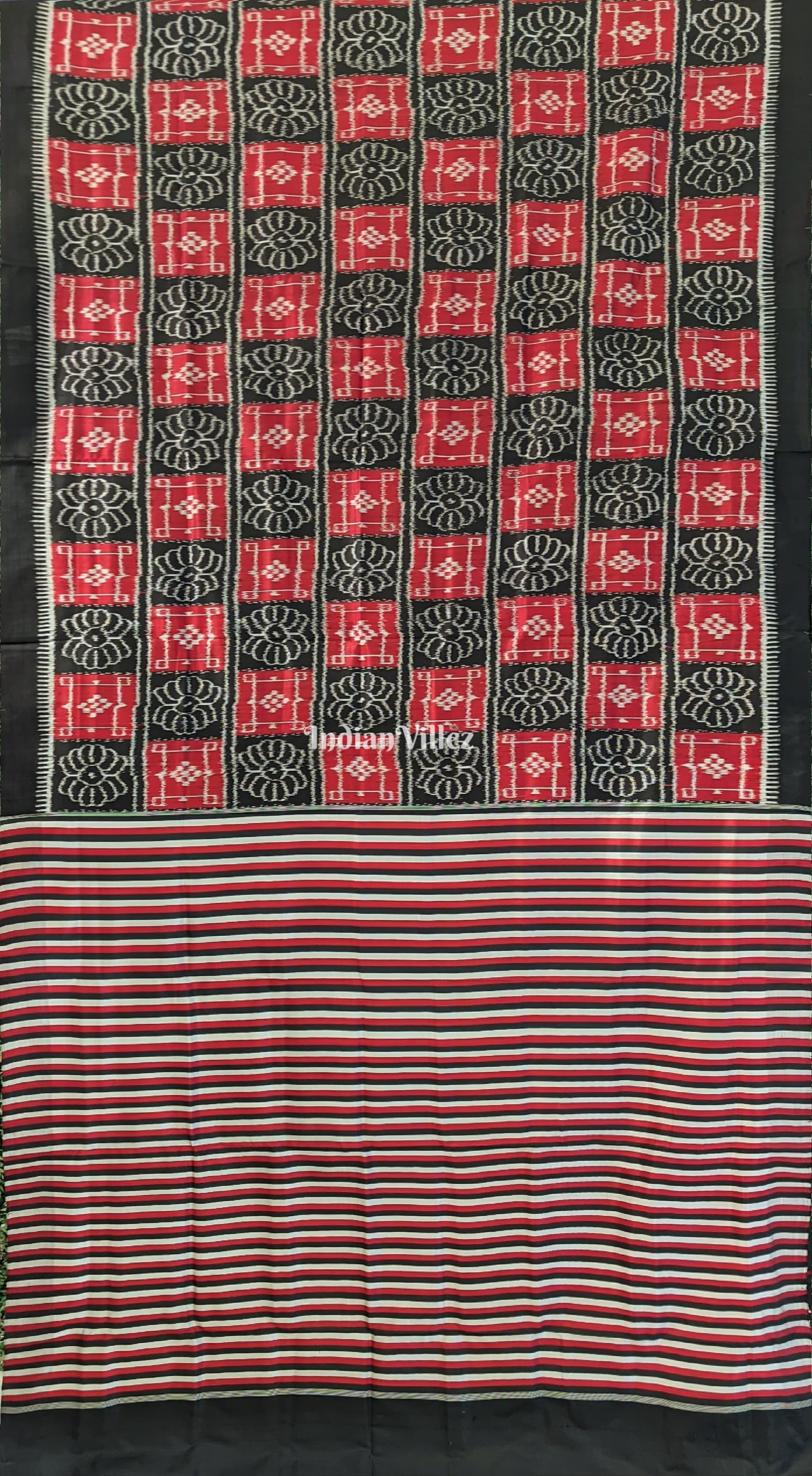 Black Red 8 Kothi Contemporary Silk Saree