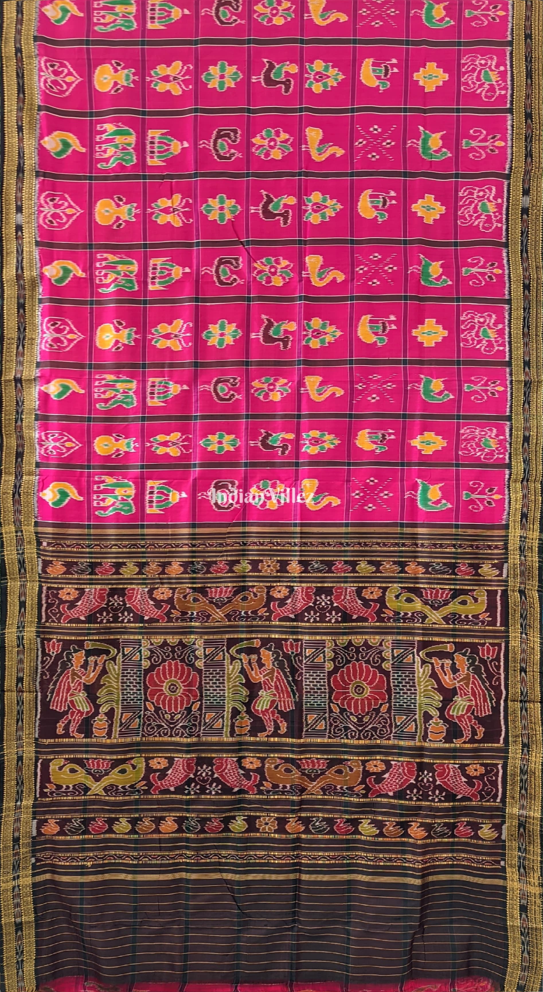 Pink Nabakothi Khandua Ikat Odisha Handloom Silk Saree
