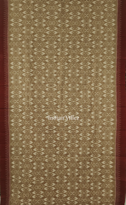 Red Brown Odisha Ikat Sambalpuri Pure Cotton Saree