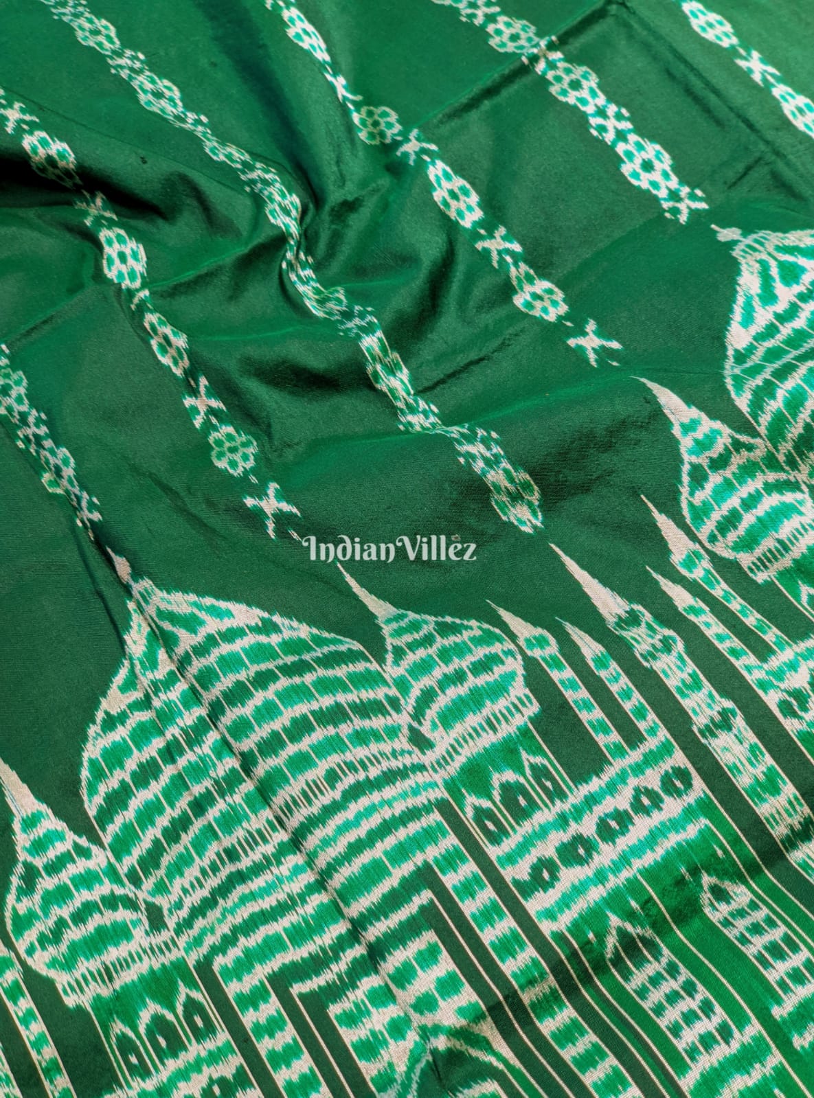 Green Odisha Ikat Pure Sambalpuri Silk Saree
