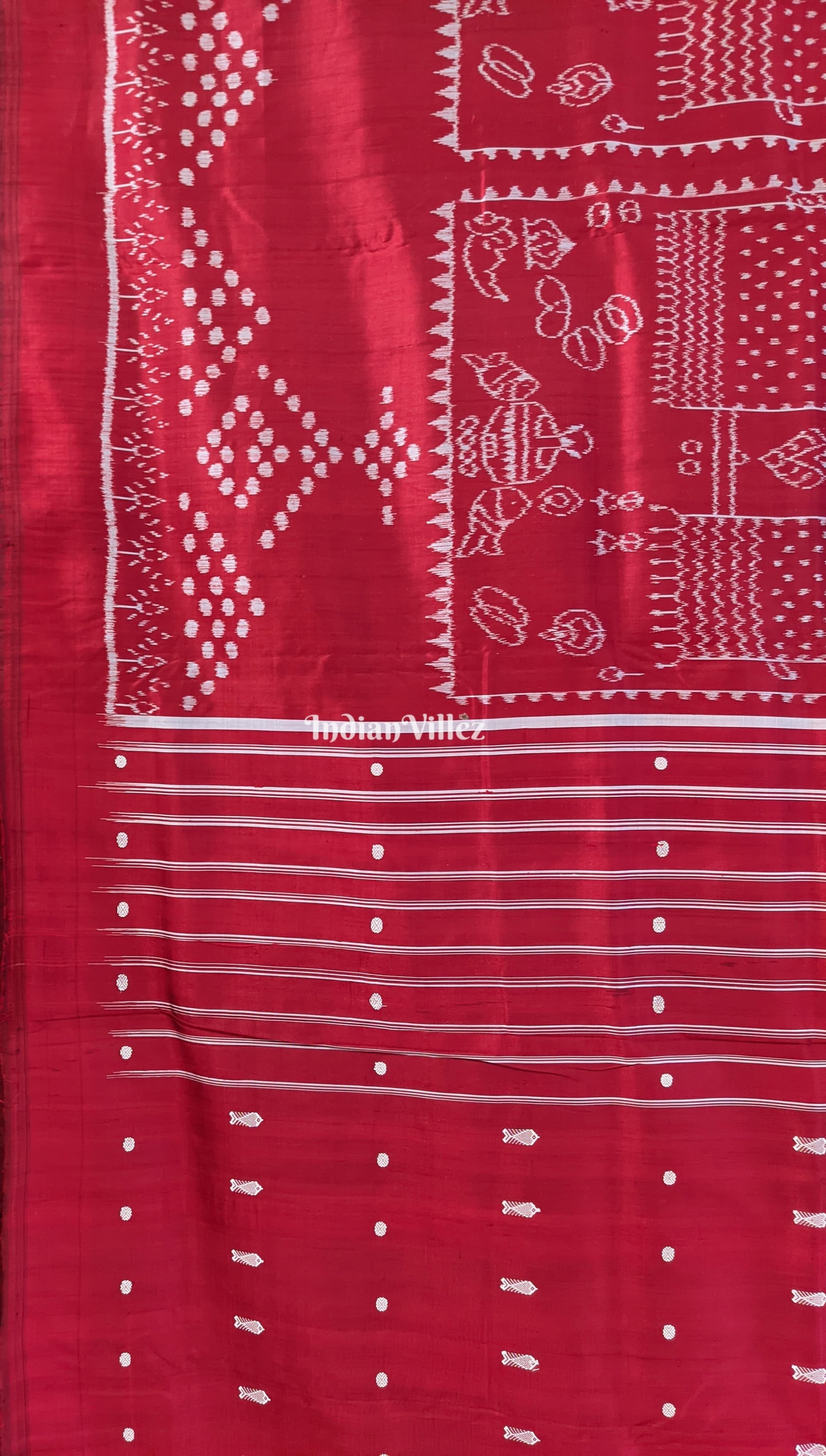 Maroon Manabasa Theme Odisha Ikat Contemporary Silk Saree