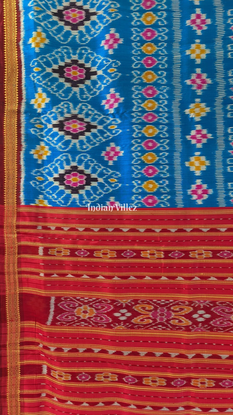 Azure Blue Odisha Handloom Khandua Silk Saree