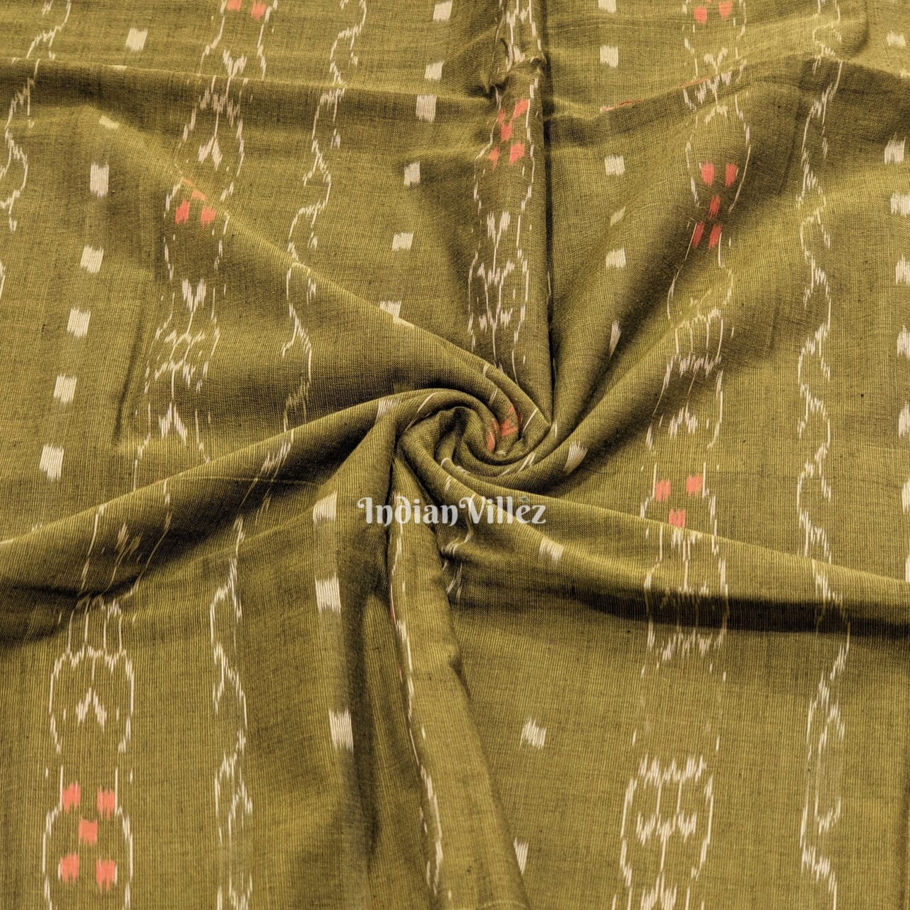Brown Tipa Design Sambalpuri Ikat Cotton Fabric