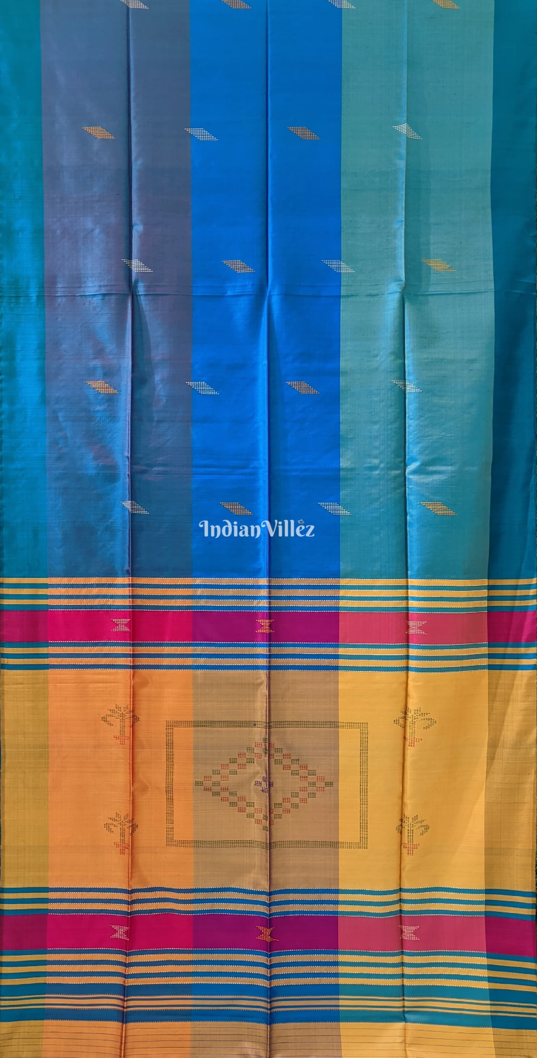Multicolored Handwoven Soft Silk Saree