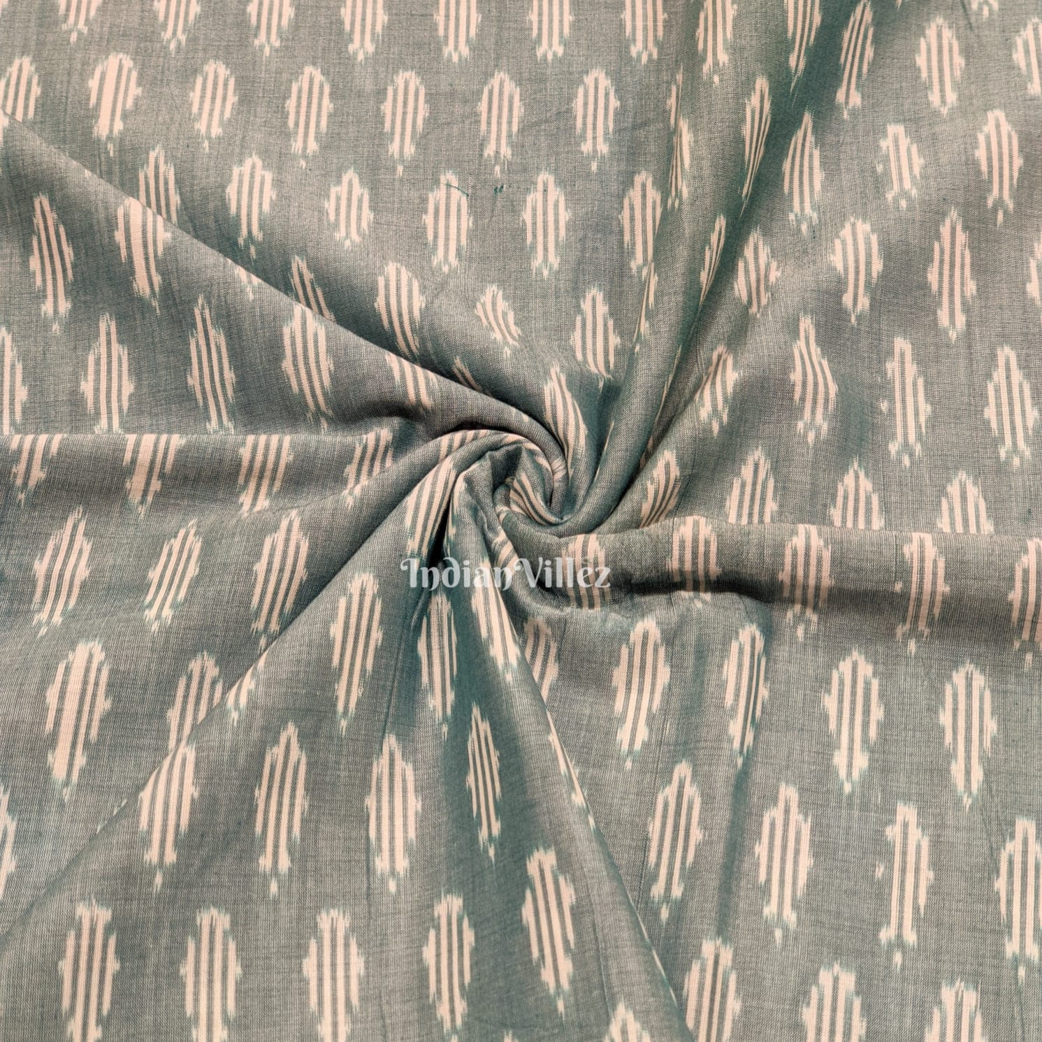 Mint Green Pochampally Ikat Cotton Fabric