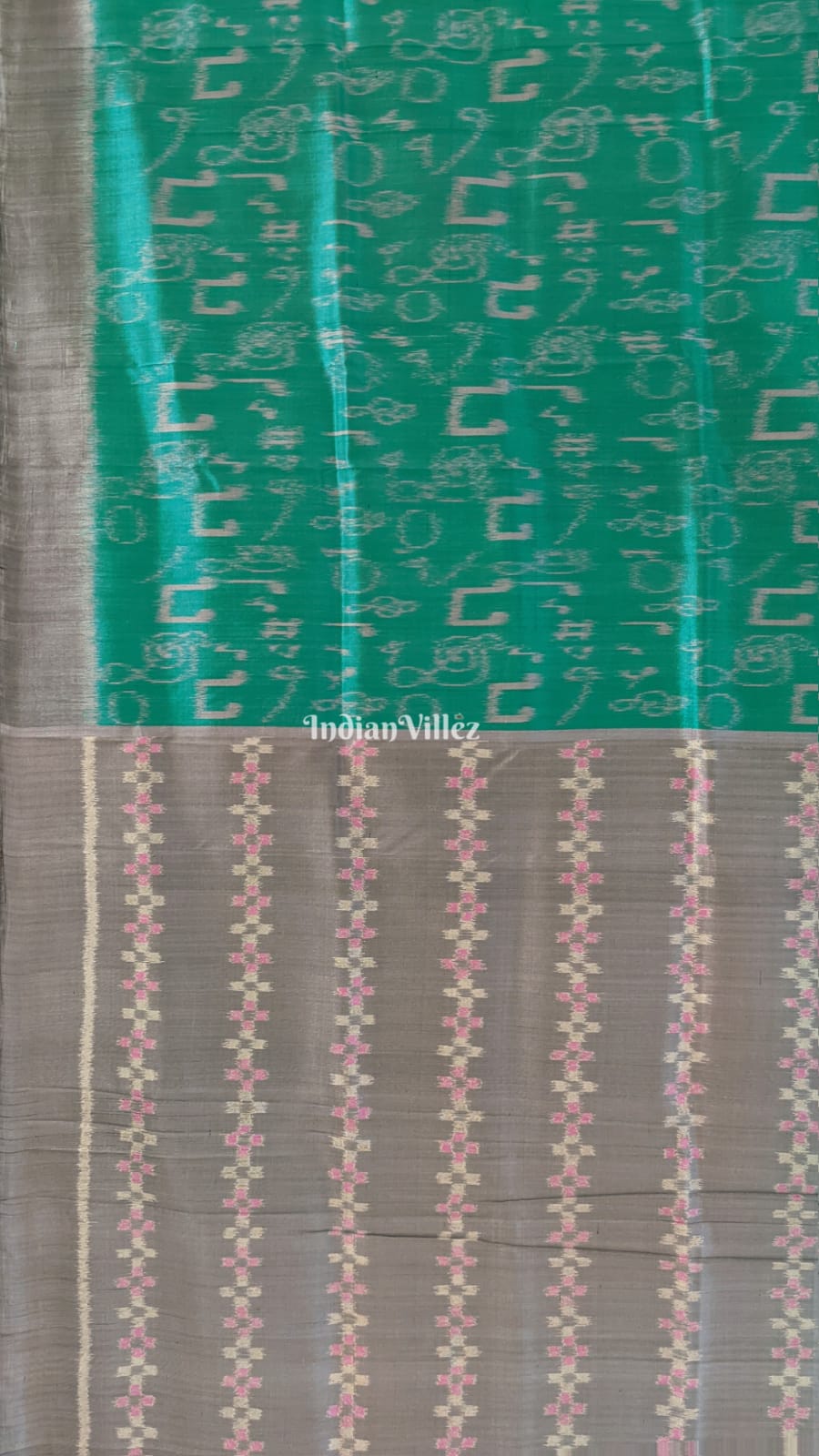Rama Green Gray Music Theme Designer Contemporary Silk Saree