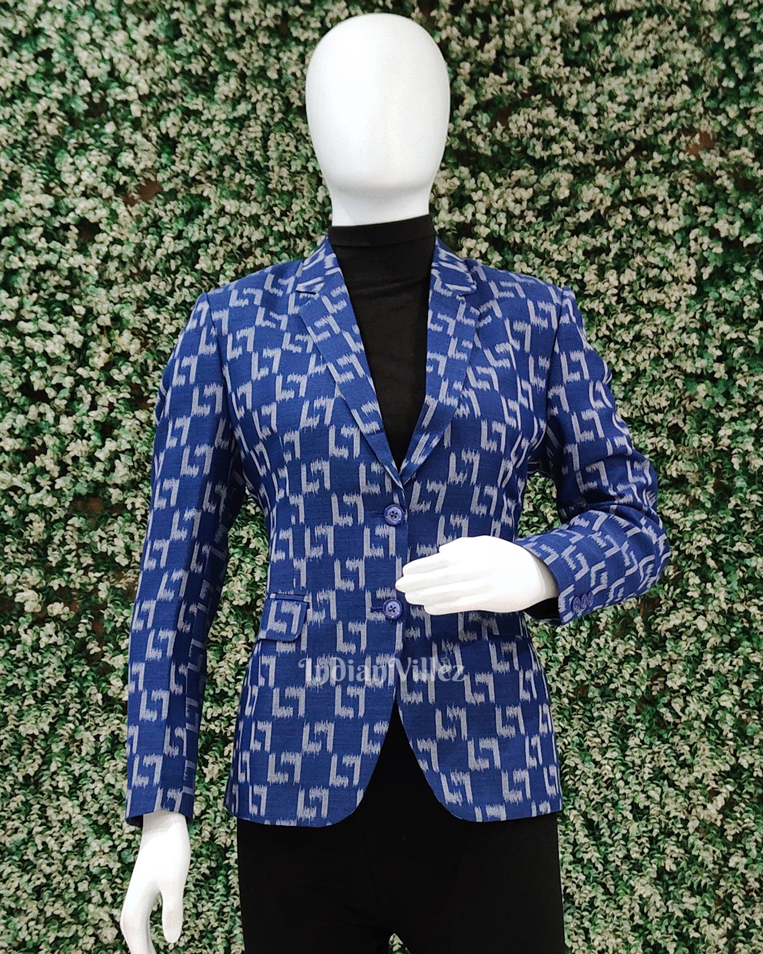 Blue Odisha Ikat Women's Designer Blazer 