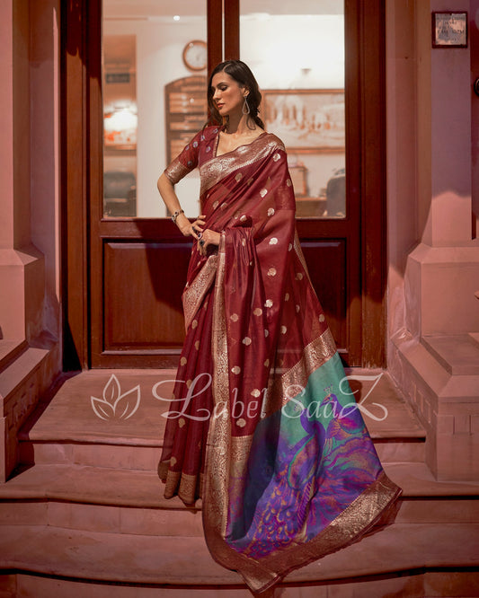 Maroon Modal Silk Saree 