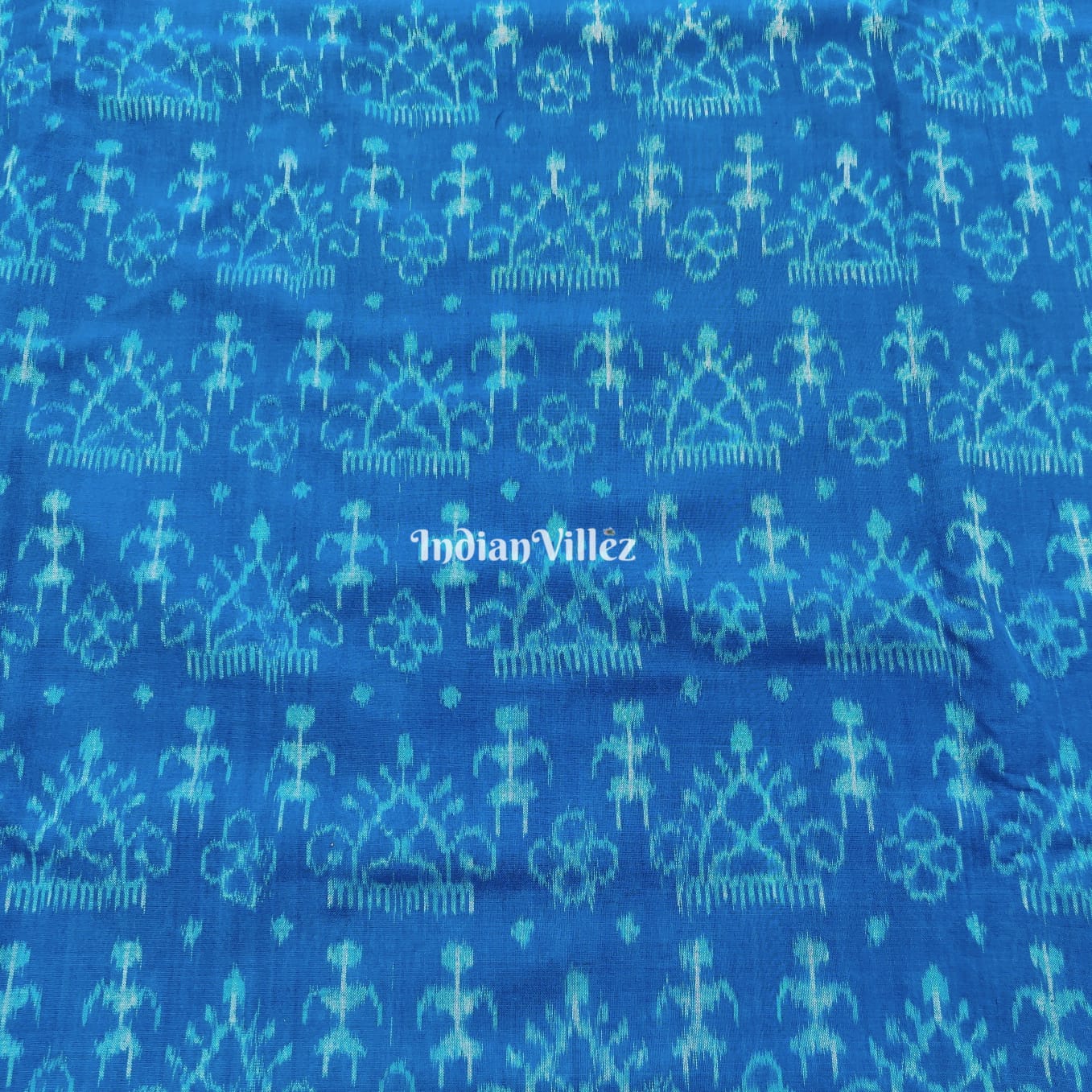 Copper Sulphate Tribal Theme Sambalpuri Cotton Fabric