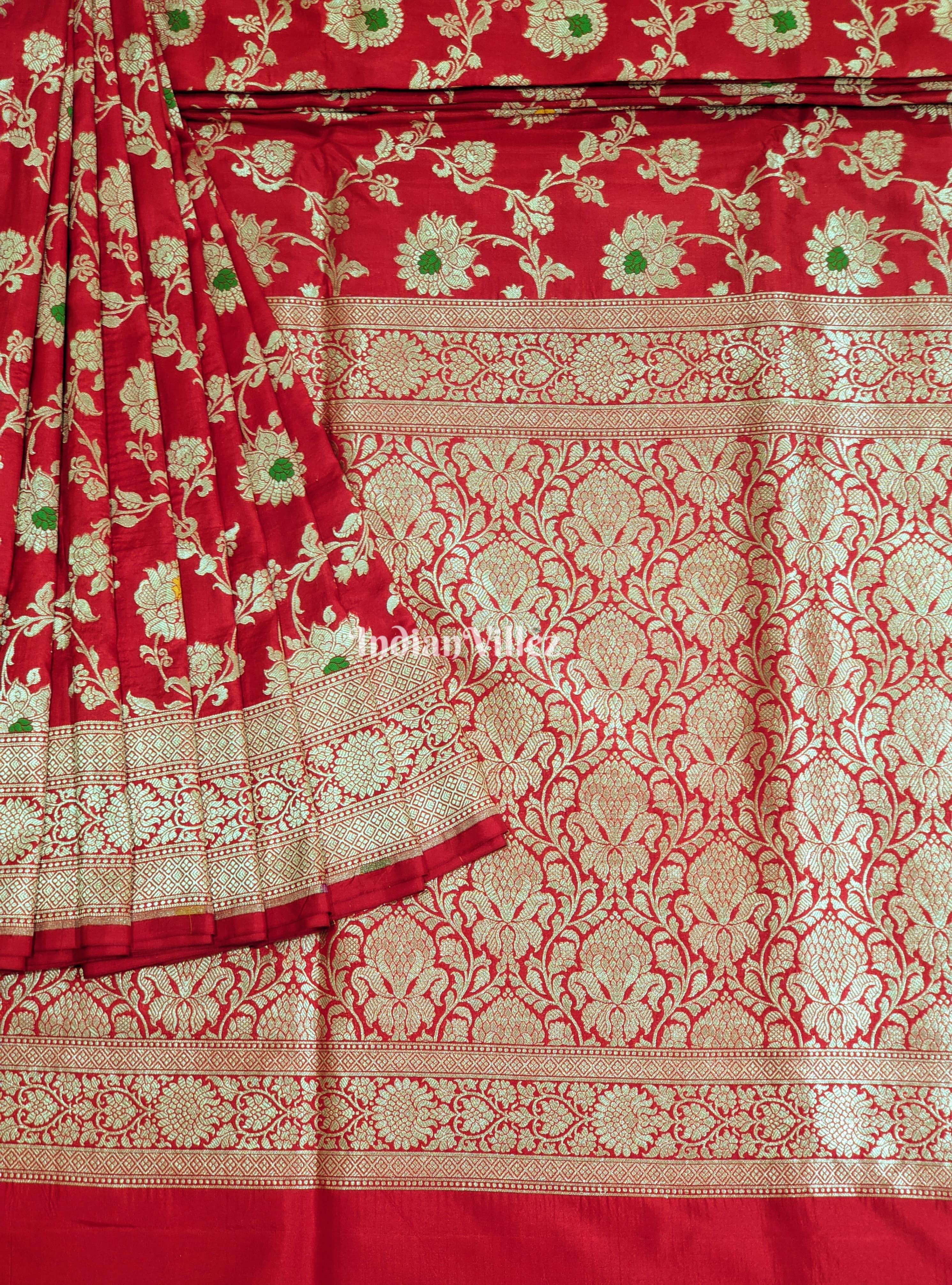 Red Designer Banarasi Meenakari Katan Silk Saree