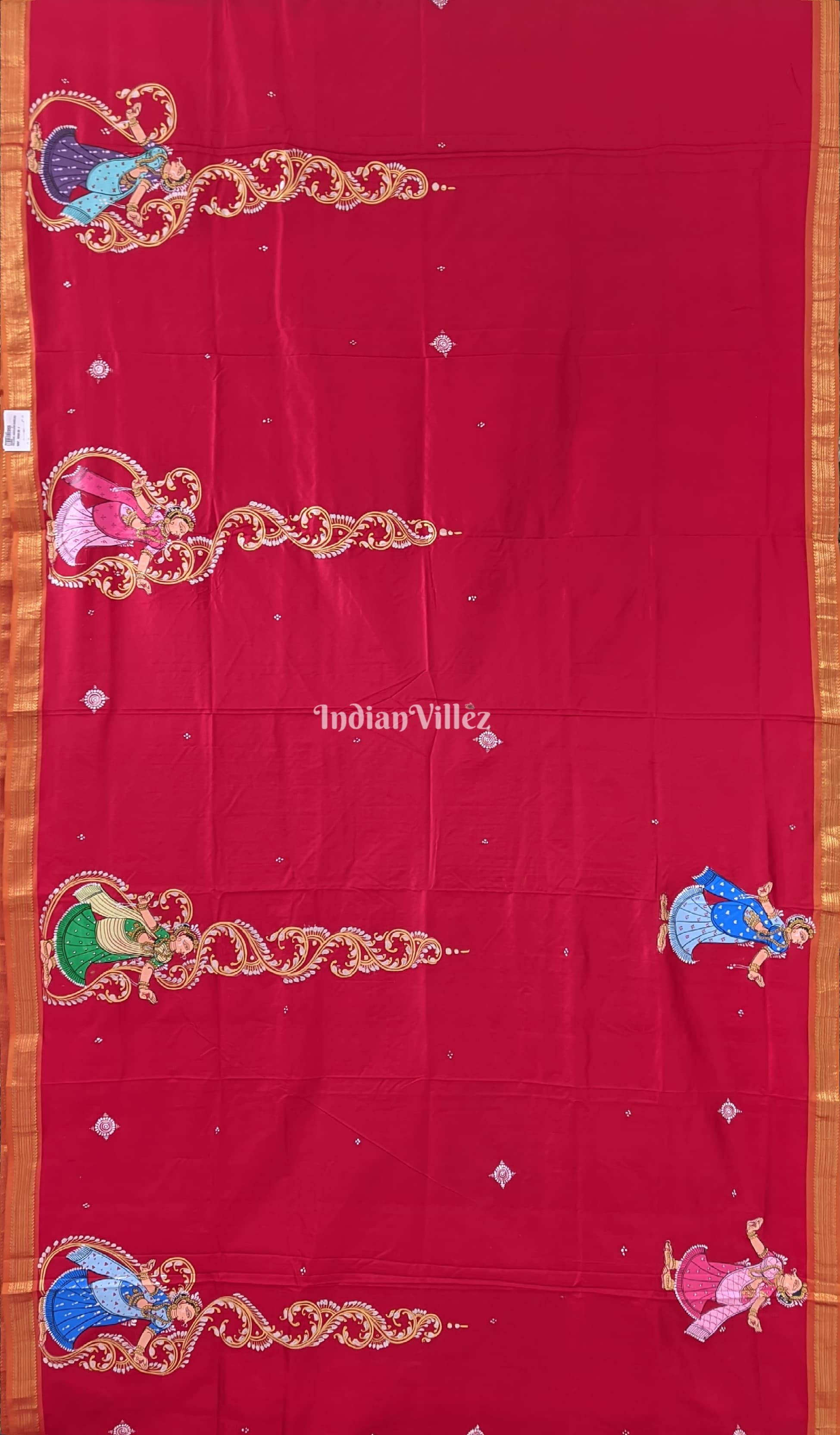 Radha Krishna Pattachitra on Pure Kanjivaram Silk Saree